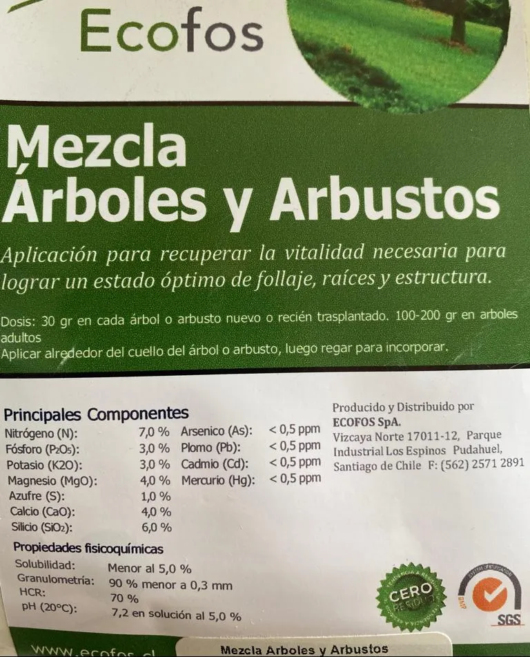 Semillas de Hortaliza Fertilizante Organico Mezcla Arboles y Arbustos
