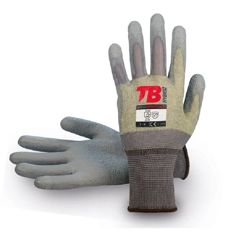 Guante nylon gris con kevlar palma poliuretano 500nevercut antiabrasion tal