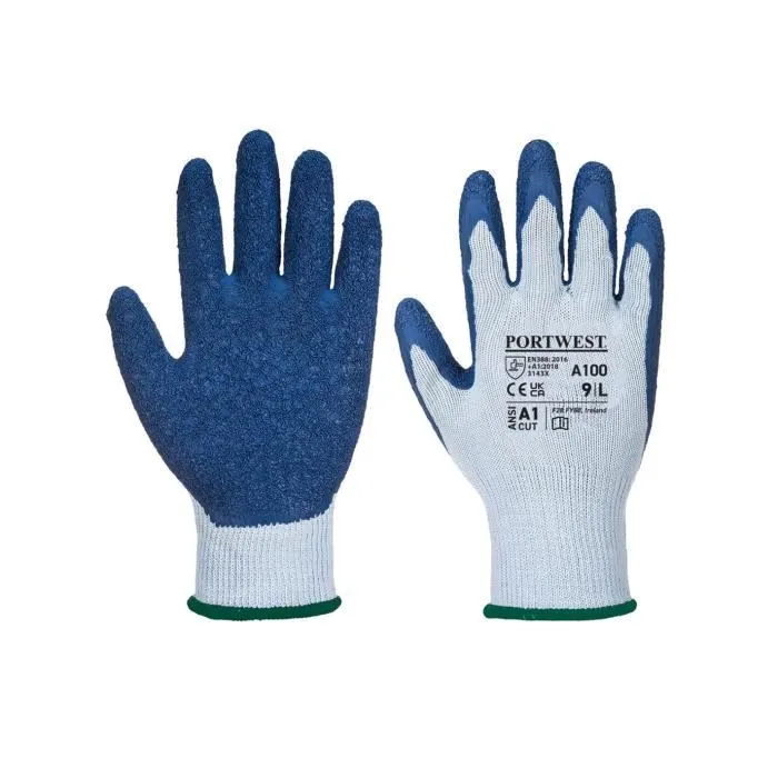 Guante recubierto de látex - portwest - gris/azul - talla s | Envío Rápido