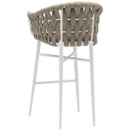 Manga Protectora para Rosales Sillón para barra de bar Meridian aluminio blanco cuerda greige y textil greige