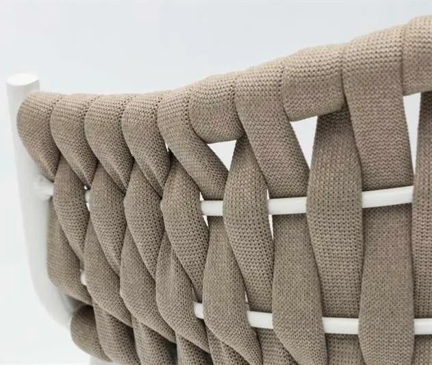 Manga Protectora para Rosales Sillón para barra de bar Meridian aluminio blanco cuerda greige y textil greige