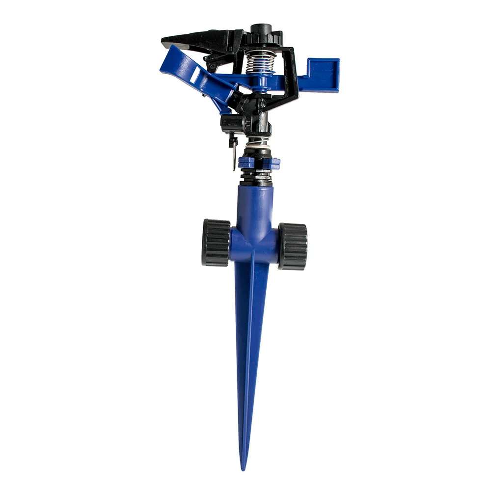 Aspersor estacionario con base metálica de 2 brazos, 3/4" GHT Foy | Resistente UV |