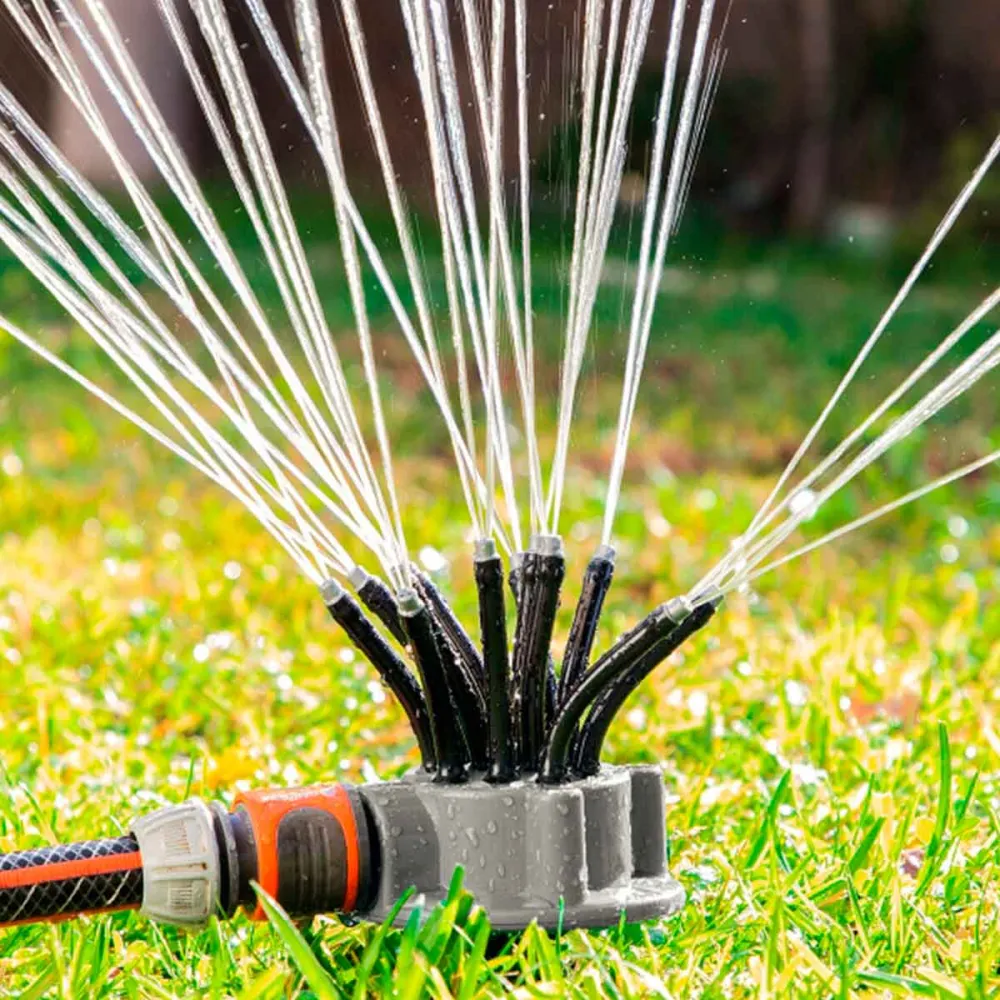 Programador de Riego Digital Aspersor de riego Klerdden InnovaGoods 36 chorros giro 360º para jardín gris 22x9x9 cm