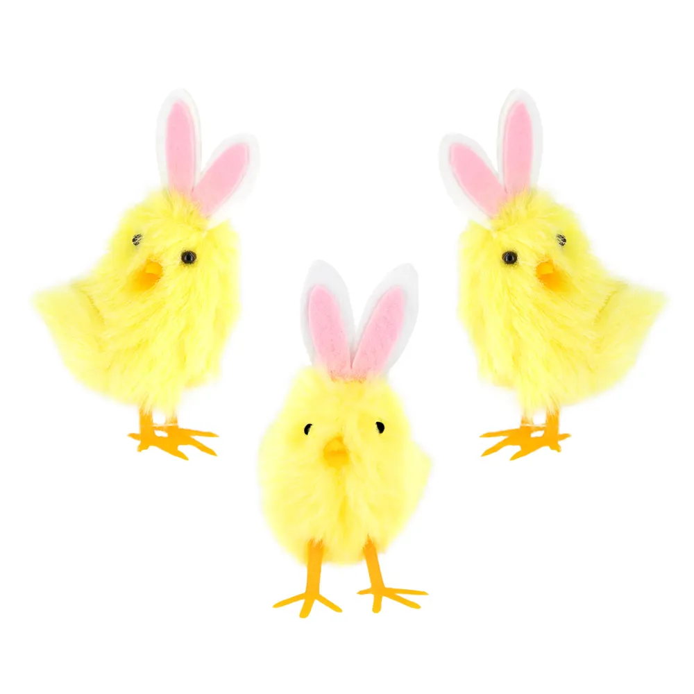 Adornos de pascua pollitos-conejos amarillos 10 cm / 1 ud. con Encendedor de Chispa
