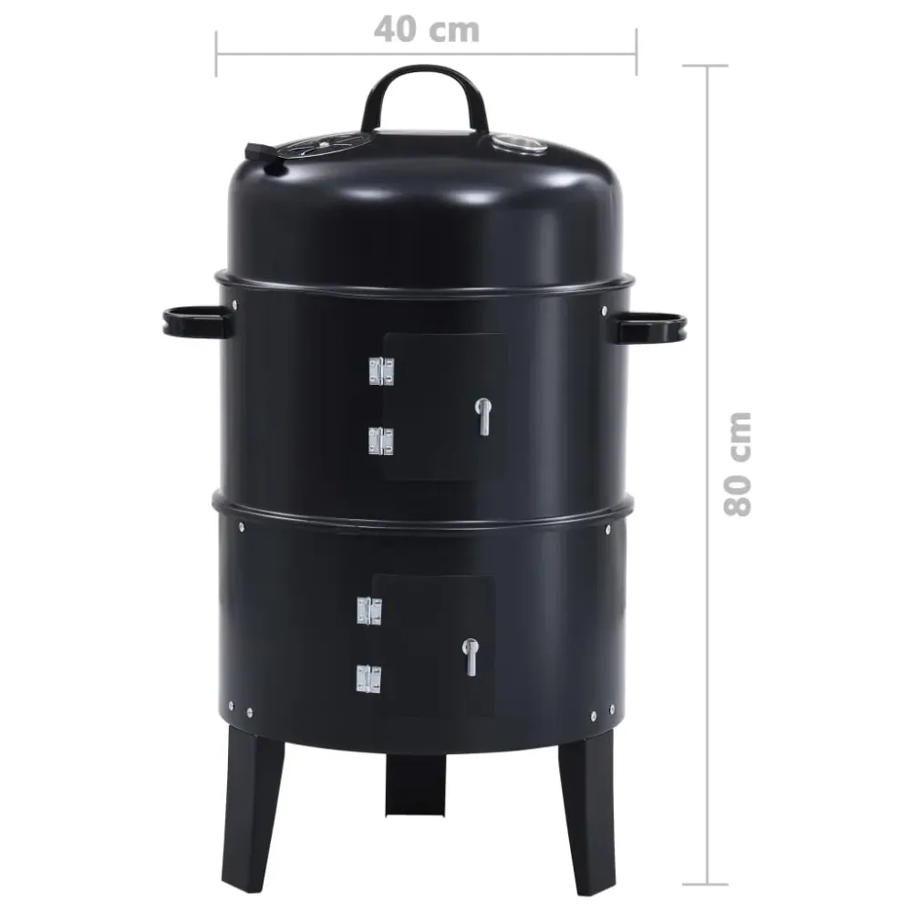 Alta Inflamabilidad Barbacoa 3 en 1 ahumador de carbón negro 80x40 cm