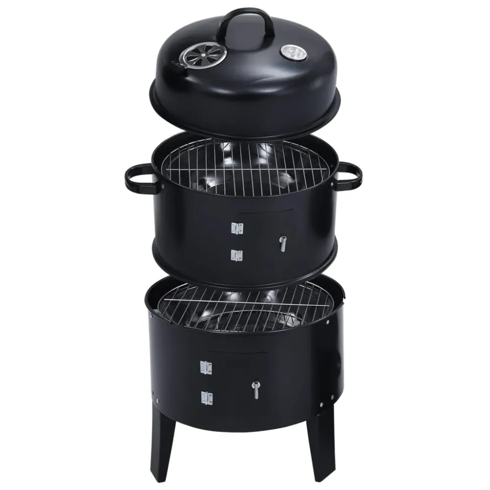 Alta Inflamabilidad Barbacoa 3 en 1 ahumador de carbón negro 80x40 cm