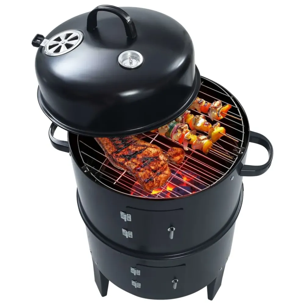 Alta Inflamabilidad Barbacoa 3 en 1 ahumador de carbón negro 80x40 cm
