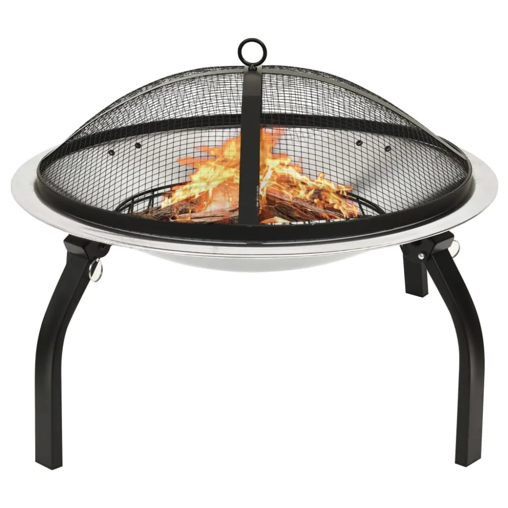 Brasero y barbacoa 2 en 1 atizador acero inoxidable 56x56x49 cm sin Humo ni Olor