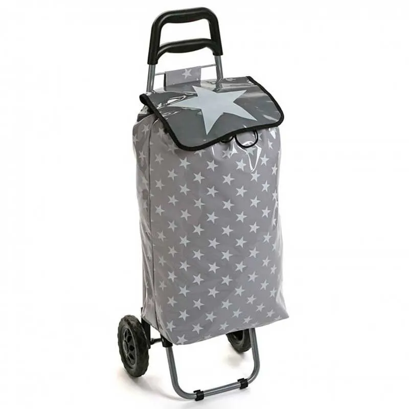 Carro para compra Nordic Star estampado de estrellas gris 95x35x28 cm