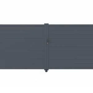 Certificado de Seguridad Puerta abatible 3m eiger al.180cm aluminio gris + 2 postes 20x20cm al.190cm