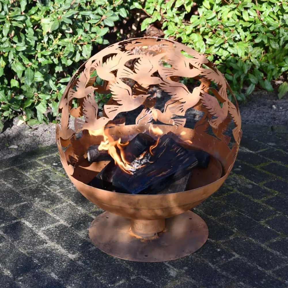 Encendedor Largo de Brasero con pájaros cortadas láser oxidado