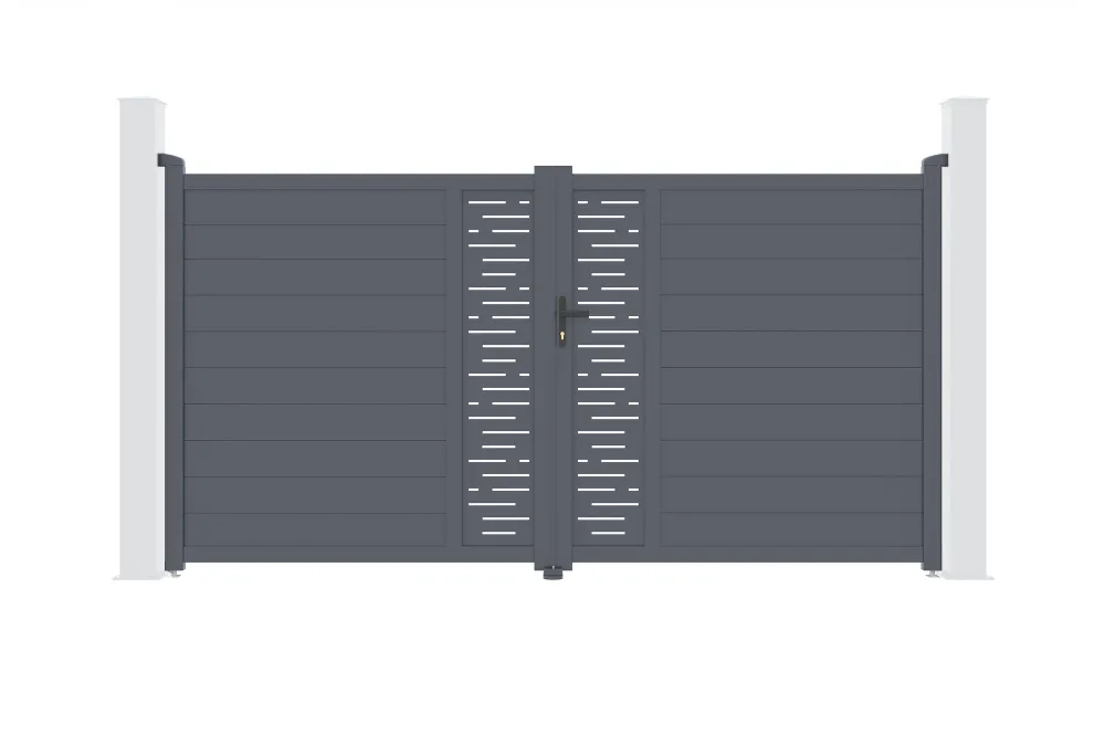 Encendedor Largo de Puerta abatible 3m arlberg al.180cm alu gris + 2 postes 20x20cm al.190cm