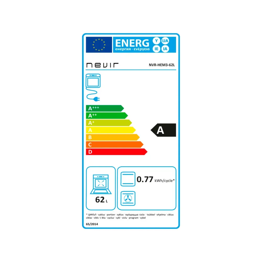 Horno Nevir NVR-HEM3-62L 2200W 62L inox 59,5 cm