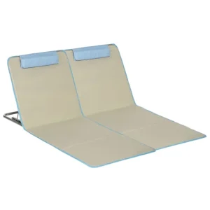 Outsunny Set de 2 Esterillas de Playa Plegables 124x53x50 cm con Respaldo Ajustable y Reposacabezas Esteras de Playa Portá...