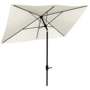 Outsunny Sombrilla de Terraza Exterior 296x197 cm Parasol de Terraza Exterior con Ángulo Ajustable Mástil de Aluminio y Pr...