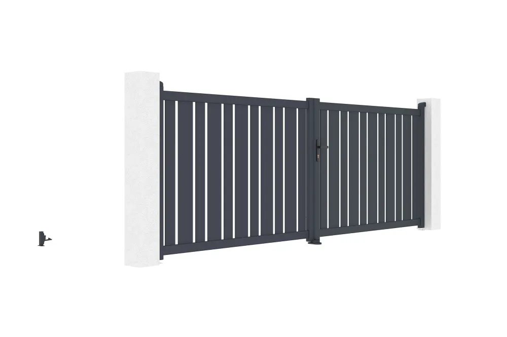 Pack puerta abatible 4m .140cm veymont + pack puerta 1m .140cm gris