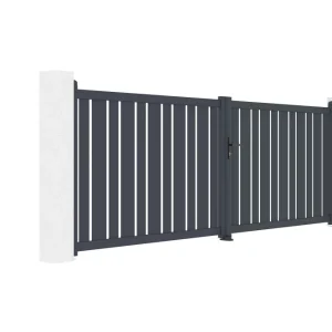 Pack puerta abatible 4m .140cm veymont + pack puerta 1m .140cm gris