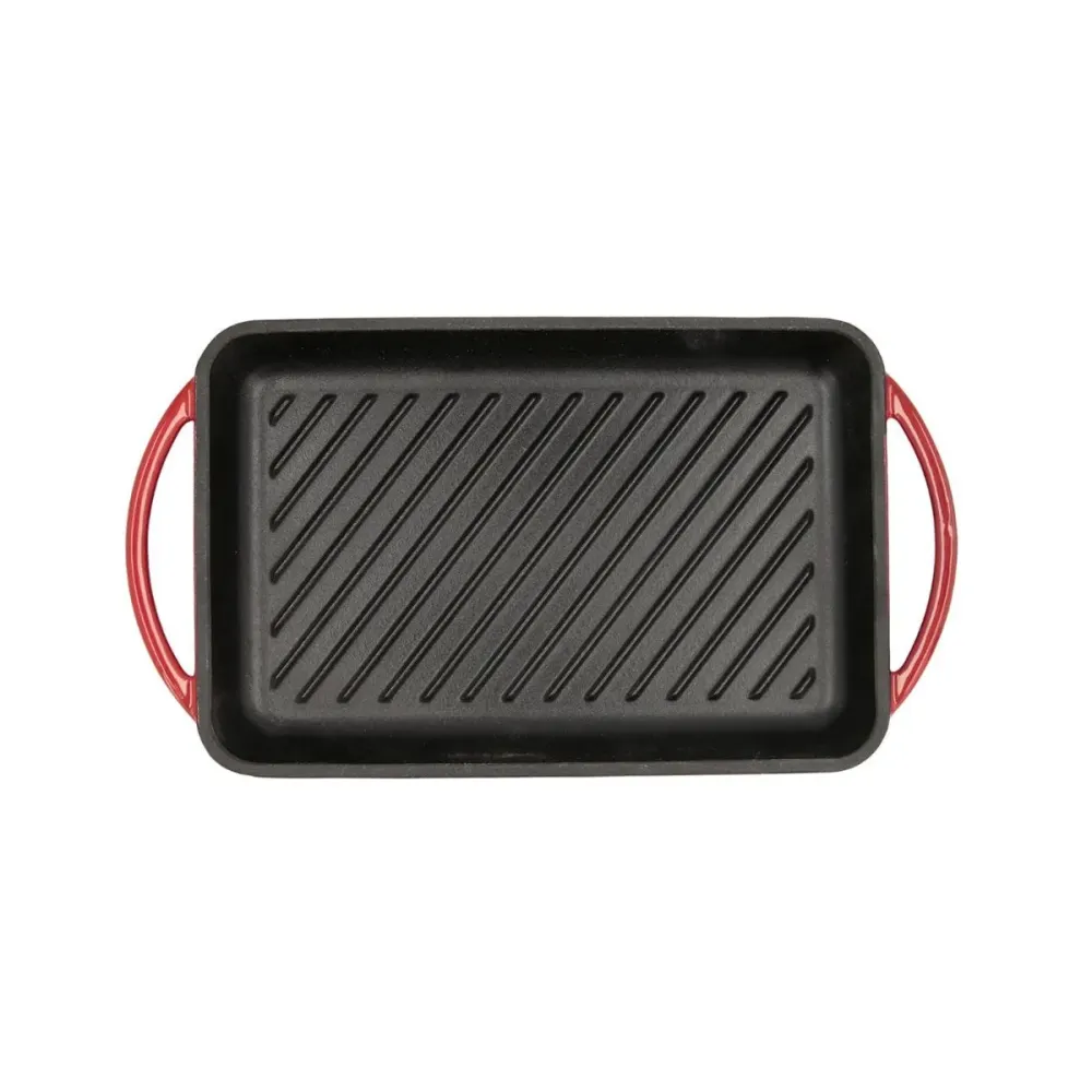 Parrilla rectangular Fierro Bidasoa hierro esmaltado rojo/negro 40x22 cm sin Humo ni Olor