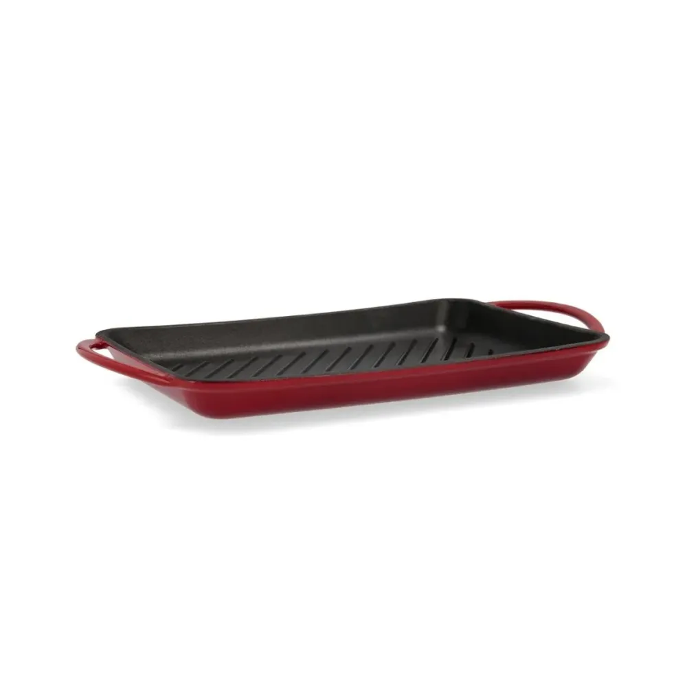 Parrilla rectangular Fierro Bidasoa hierro esmaltado rojo/negro 40x22 cm sin Humo ni Olor