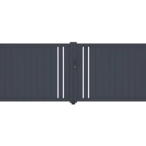 Portón abatible 4m giona h.140 aluminio gris