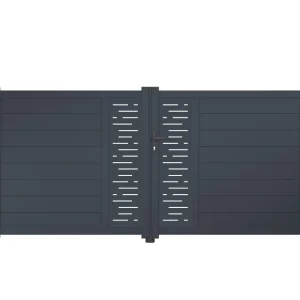Puerta abatible 3m arlberg al.140cm alu gris + 2 postes 20x20cm al.166cm sin Humo ni Olor
