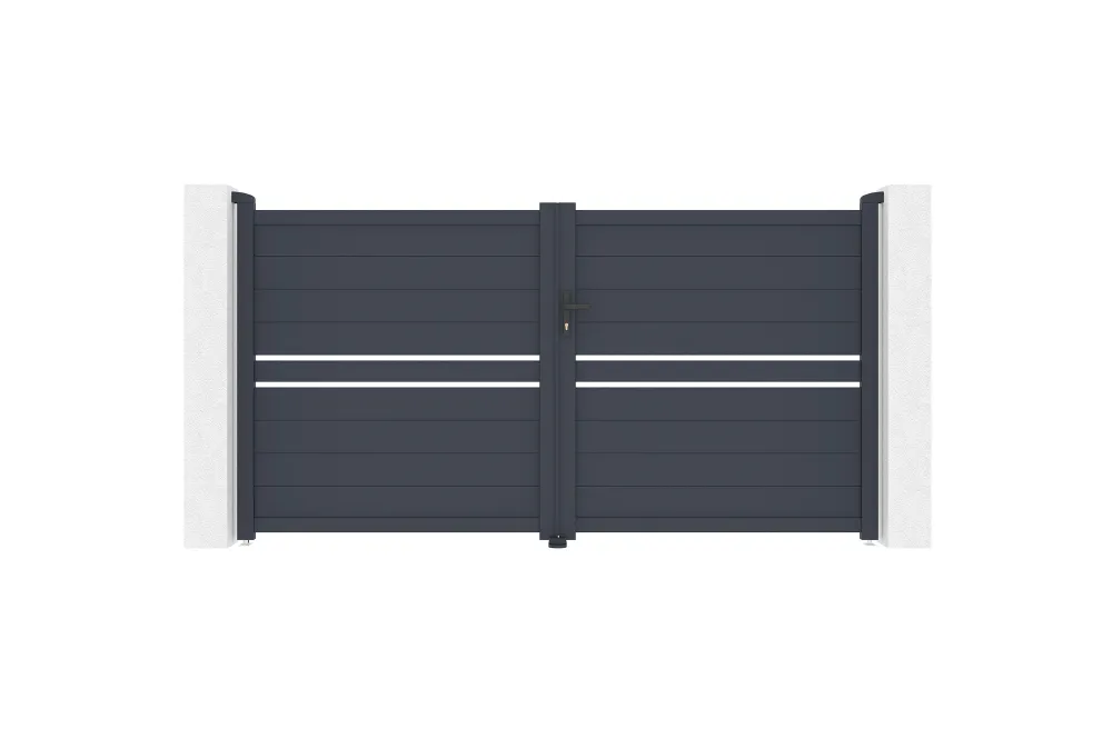 Puerta abatible 3m cimone al.160cm alu gris + 2 postes 20x20cm al.190cm Recargable y Reutilizable