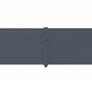 Puerta abatible 4m eiger al.140cm aluminio gris + 2 postes 20x20cm al.166cm