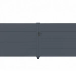 Puerta abatible 4m eiger al.160cm aluminio gris + 2 postes 20x20cm al.190cm