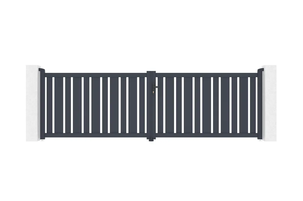 Puerta abatible 4m veymont al.120cm alu gris + 2 postes 20x20cm al.166cm