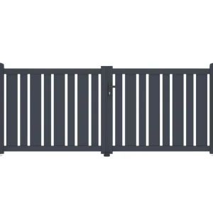 Puerta abatible 3m veymont al.120cm alu gris + 2 postes 20x20cm al.166cm