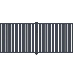 Puerta abatible 4m veymont al.160cm alu gris + 2 postes 20x20cm al.190cm