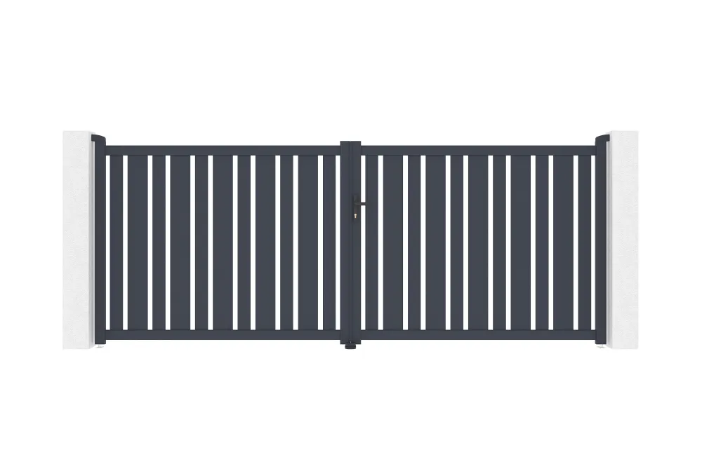 Puerta abatible 4m veymont al.160cm alu gris + 2 postes 20x20cm al.190cm