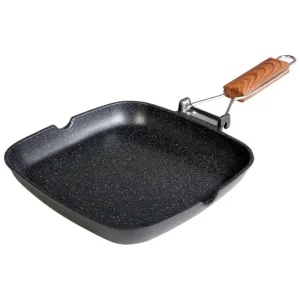 Wecook Ecochef Grill Inducción 24X24cm, Liso, Antiadherente sin PFOA, Aluminio Fundido, Vitrocerámica, Gas, , Negro con En...