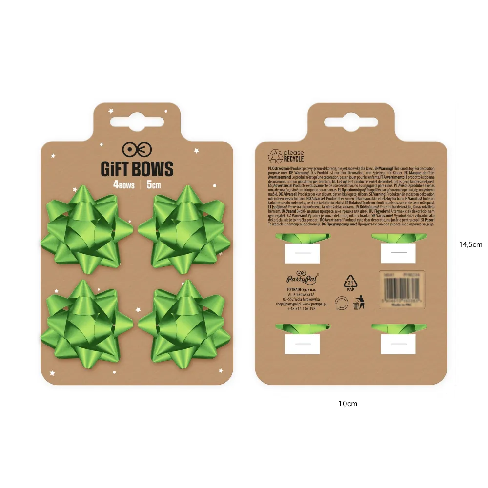 Lazo de regalo verde mate 2 pulgadas 4 ud.