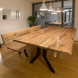 Contenedor de Cultivo Mesa Comedor Roble Directo Y Bancas con Respaldo