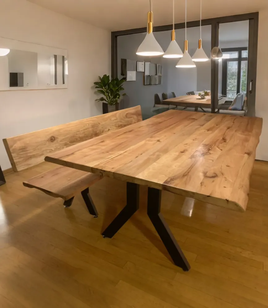 Contenedor de Cultivo Mesa Comedor Roble Directo Y Bancas con Respaldo