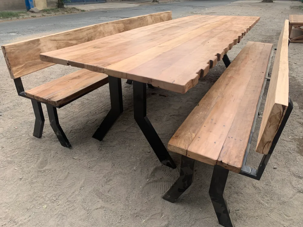 Contenedor de Cultivo Mesa Comedor Roble Directo Y Bancas con Respaldo