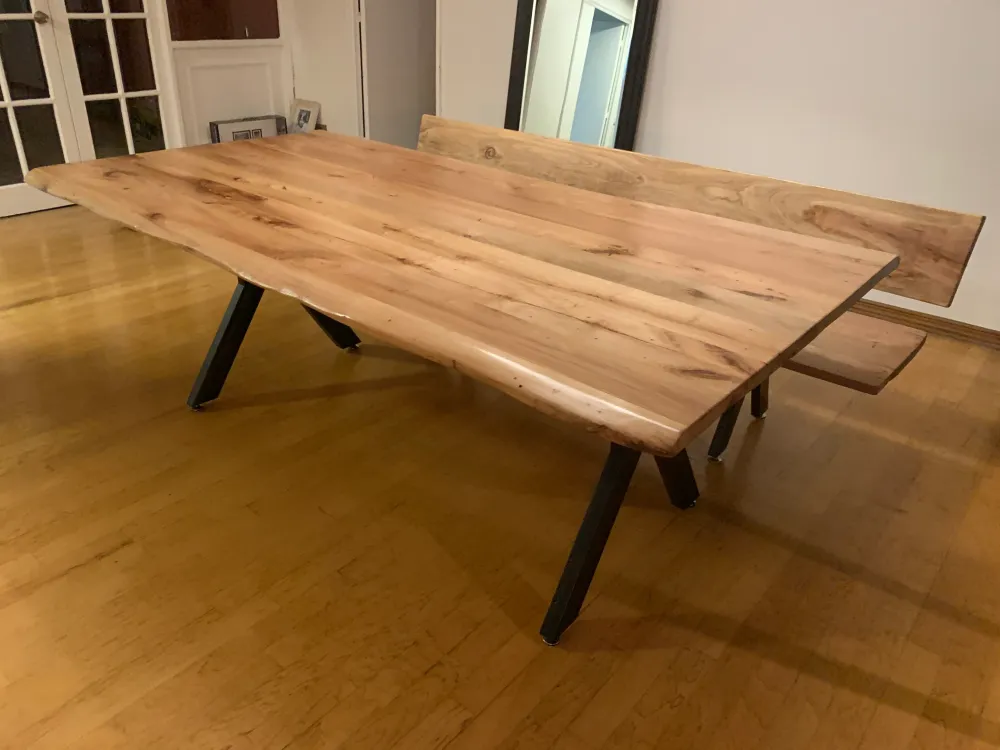 Contenedor de Cultivo Mesa Comedor Roble Directo Y Bancas con Respaldo