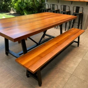 Jardineras Conectables Mesa Comedor Roble Fierro con Bancas