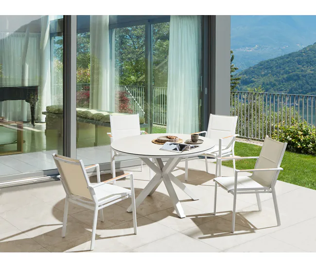 Jardineras Conectables Mesa de jardín blanca ⌀ 120 cm MALETTO