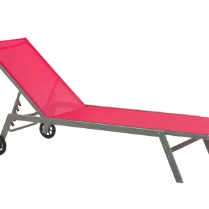 Tumbona de metal/textil trenzado rojo/negro levanzo Kit de Montaje Incluido