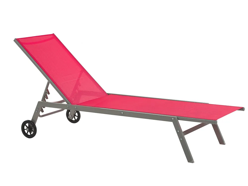 Tumbona de metal/textil trenzado rojo/negro levanzo Kit de Montaje Incluido