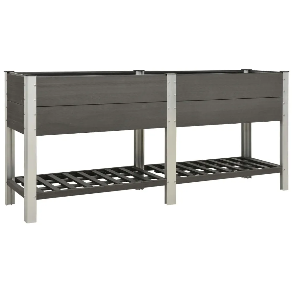 vidaXL mesa de cultivo para jardín con estante wpc gris 200x50x90 cm en Altura Ajustable