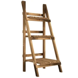 Outsunny Soporte para Plantas de Madera de 3 Niveles Estanterí para Plantas Plegable Soporte para Macetas para Interior y...
