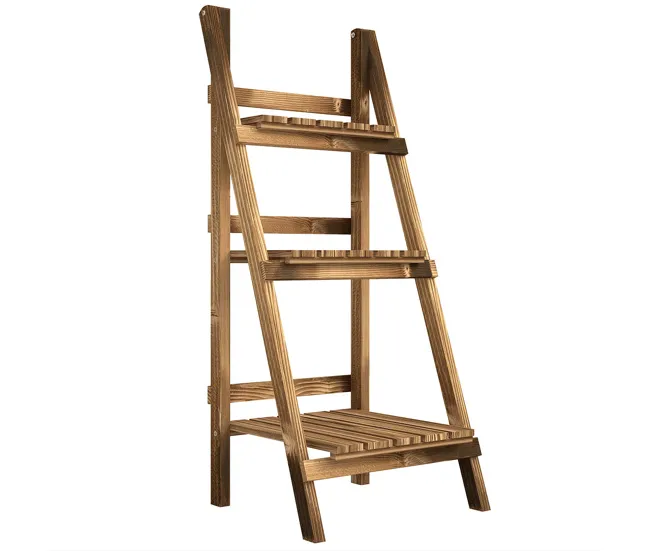 Outsunny Soporte para Plantas de Madera de 3 Niveles Estanterí para Plantas Plegable Soporte para Macetas para Interior y...