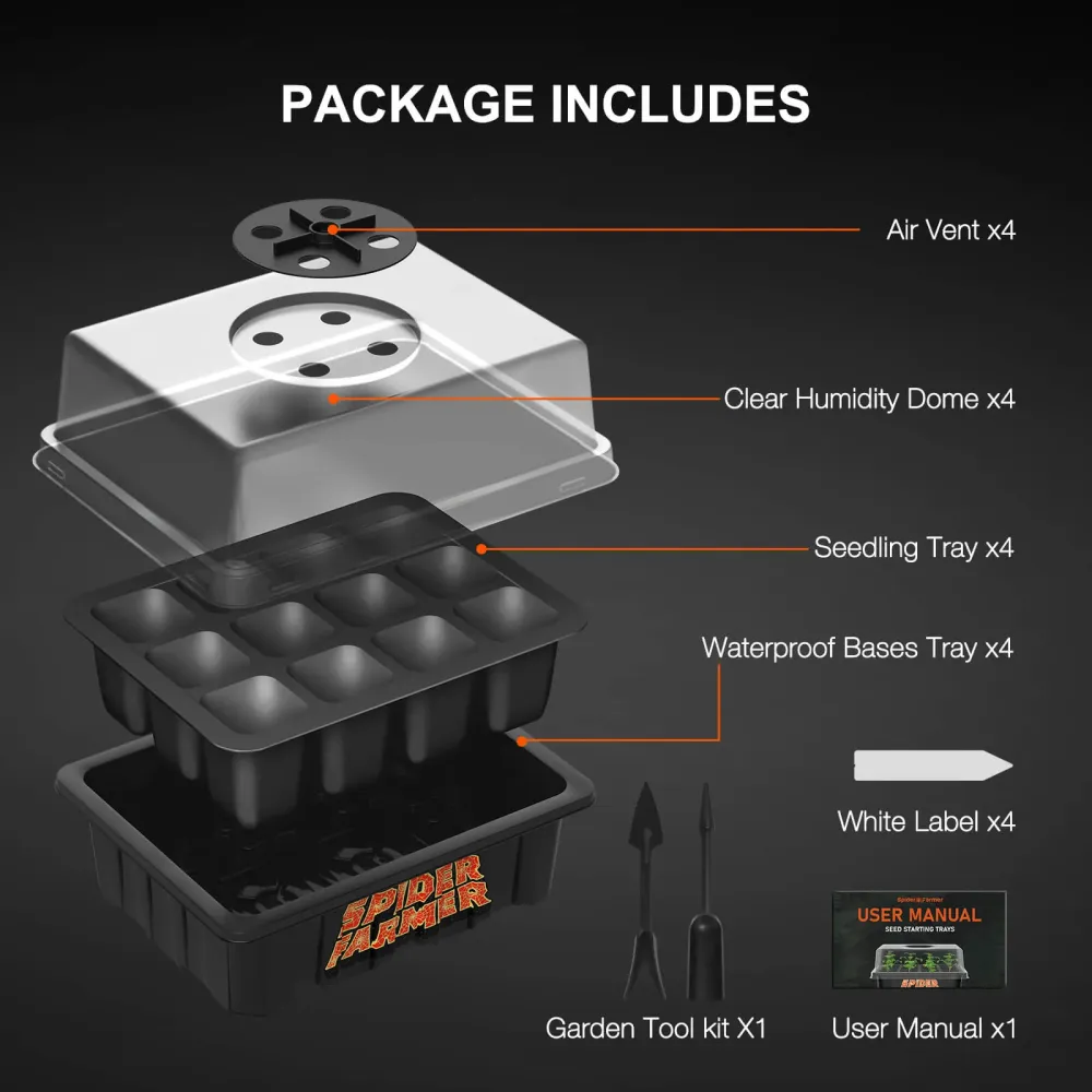 Premium de Jardinerí Spider Farmer | Seed Starting Trays - Bandejas de germinación reutilizables para cultivo indoor