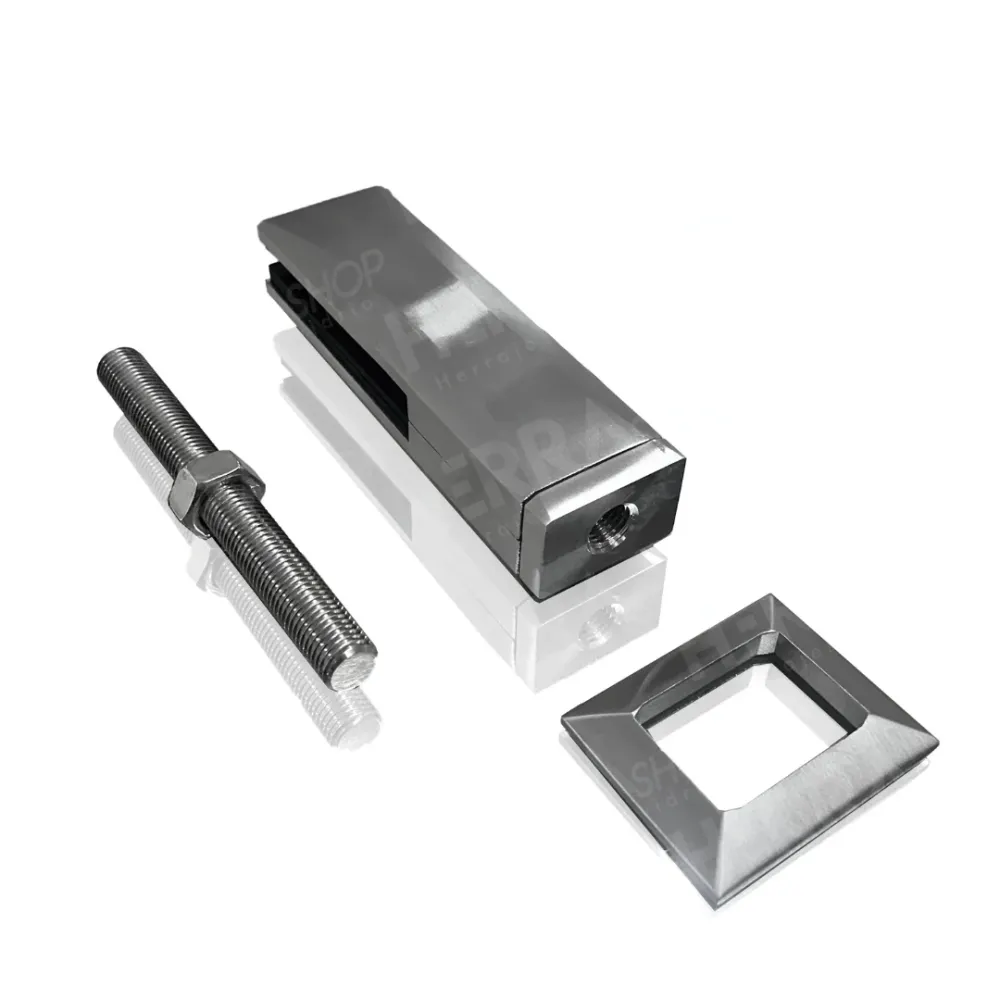 Miniposte Rectangular de 17cm de Grande Para Barandal de Cristal Templado de 8 14mm Herralum