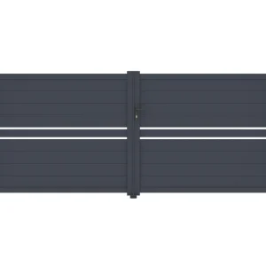Puerta abatible 4m cimone al.160cm aluminio + 2 postes 15x15cm al.190cm