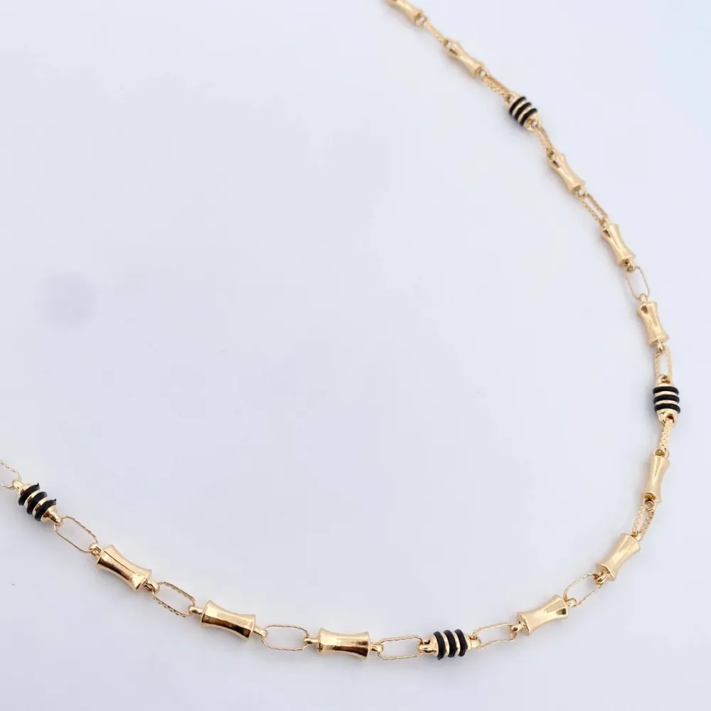 Alta Presión Cadena Rustica Barril 8.55gr / 61.5cm / 3.7mm Cauchos Negros Oro Amarillo 18K $