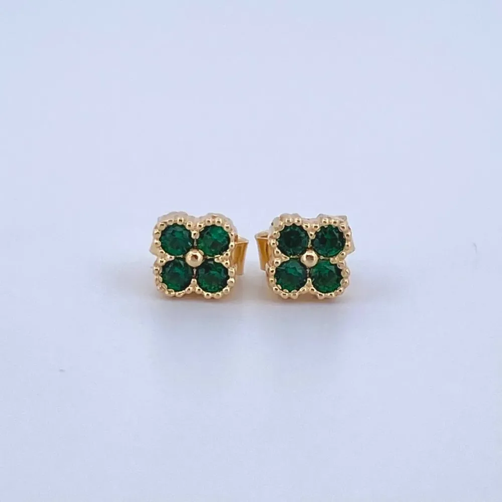 Aspersor Oscilante Topos Flor Borde Texturizado 1.2gr / 5mm Circones Verdes Oro Amarillo 18K ©